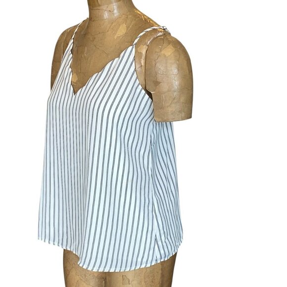 Socialite Camisole Tank Top Striped Scalloped V-Neck Sz S #343D - Picture 5 of 8